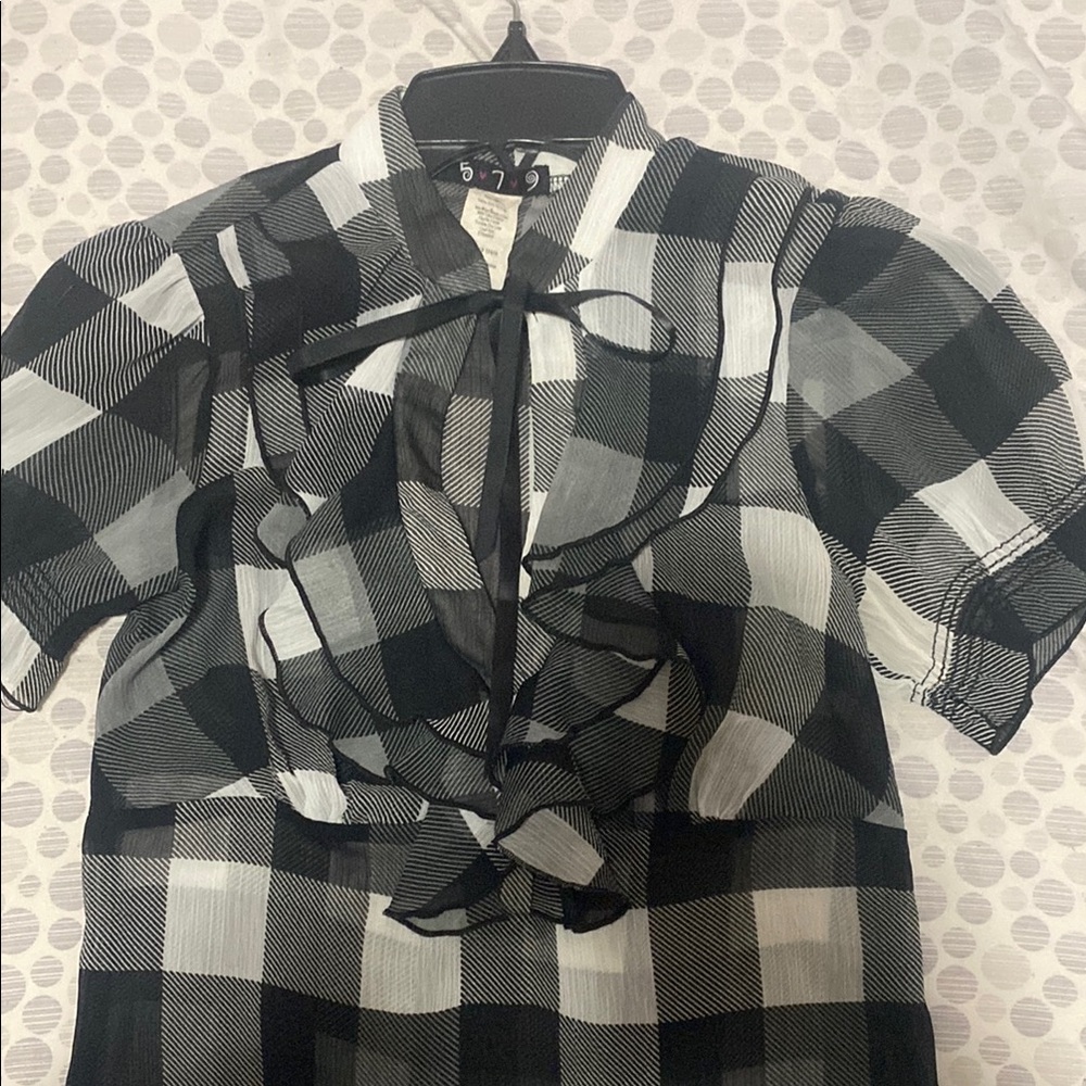 Black and White Plaid Blouse